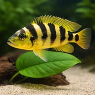 Elongate Lamprologus near rockwork showing large predator proportions — representative image - view 4