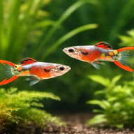 Endler Guppy male red rainbow LT — pair in a planted aquarium — representative image - view 2