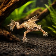 African Dwarf Frog resting among aquarium plants — representative image - view 1
