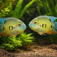 Eye spot Cichlid — pair in a planted aquarium — representative image - view 2