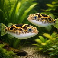 Eyespot pufferfish — pair in a planted aquarium — representative image - view 2