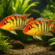 Festa s Cichlid, Red Terror (Cichlasoma festae) — pair in a planted aquarium — representative image - view 2