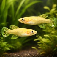 Fighting Gaucho (Cynopoecilus melanotaenia) pair in a covered planted annual-killifish aquarium — representative image - view 2