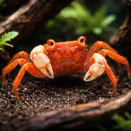 Crab (Geosesarma sp.red carnaval) in a planted aquarium - view 1
