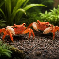 Crab (Geosesarma sp.red carnaval) pair in a planted aquarium - view 2