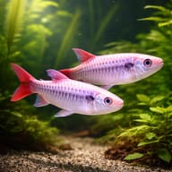 Tucan Fish (Chalceus erythrurus) pair in a planted aquarium - view 2