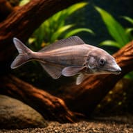 Eastern Bottlenose Mormyrid (Mormyrus longirostris) in a dim aquarium — representative image - view 1