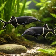 Elephantnose Fish (Gnathonemus petersii) in dim planted freshwater aquarium — representative image - view 2
