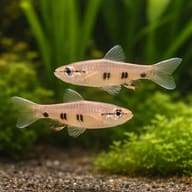 Copeina four spott (Pyrrhulina spilota) pair in a planted aquarium - view 2