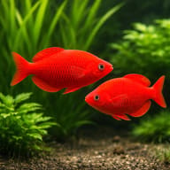 Lake Kurumoi Rainbowfish (Melanotaenia parva) pair showing red-orange colour — representative image - view 2