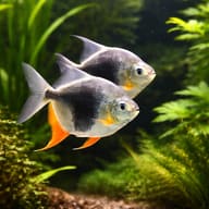 Two Blackberry Silver Dollar fish swimming together, representative illustration — representative image - view 2