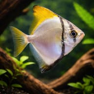 Silver Moony Monodactylus argenteus in a large brackish aquarium — representative image - view 1
