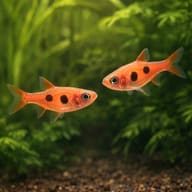 Illustration of two Strawberry Rasboras among plants; not a pair or quantity promise - view 3
