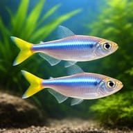 Yellow-Tailed African Tetra (Alestopetersius caudalis) shoal in planted aquarium — representative image - view 2