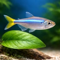 Yellow-Tailed African Tetra (Alestopetersius caudalis) with plants for scale — representative image - view 4
