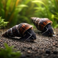 Two illustrative Black Antenna Rabbit Snails in a planted aquarium — representative image - view 2