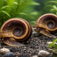 Giant Ramshorn Snail (Marisa cornuarietis) pair in a planted aquarium - view 2