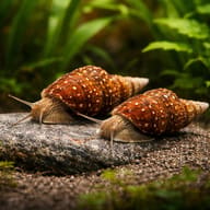 Giant Tower Cap Snail (Brotia herculea) pair in a planted aquarium - view 2
