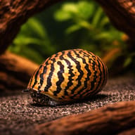 Parallel Nerite Snail (Neritina sp.) in a planted aquarium - view 1