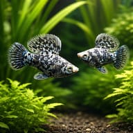Illustrative Marble Sailfin Mollies in a planted aquarium; listing price is for one unsexed fish — representative image - view 2