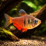 Flame Tetra Diamond (Hyphessobrycon flammeus diamant) in a planted aquarium - view 1