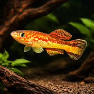 Amiet's Lyretail Killifish (Fundulopanchax amieti) male in planted aquarium — representative image - view 1