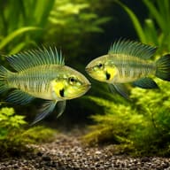 Gibbiceps Dwarf Cichlid — pair in a planted aquarium — representative image - view 2
