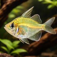 Indian Glassfish (Parambassis ranga) in driftwood aquarium scene — representative image - view 1