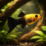 Gold Black Lyretail Molly (Poecilia sphenops) showing gold body and black tail — representative image - view 1