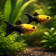 Gold Black Lyretail Molly (Poecilia sphenops) pair in a planted aquarium — representative image - view 2