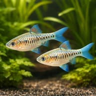 Checkered Barb (Oliotius oligolepis) — Pair of Checkered Barbs in a planted aquarium — representative image - view 3