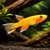 Gold Australe Killifish (Aphyosemion australe) beside aquarium driftwood — representative image - view 1