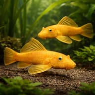 Two representative Marigold Bristlenose Plecos in a planted aquarium - not a pair guarantee — representative image - view 2