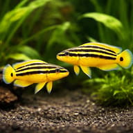 Golden Julie pair near a cave entrance (Julidochromis ornatus) — representative image - view 2