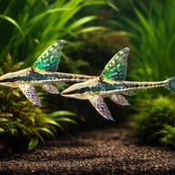 Golden Whiptail Catfish (Sturisomatichthys aureus) pair in planted aquarium scene — representative image - view 2