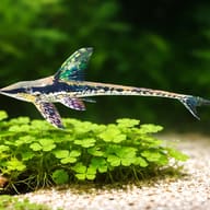 Golden Whiptail Catfish (Sturisomatichthys aureus) with plants showing scale — representative image - view 4