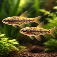 Green Dwarf Tetra (Odontocharacidium aphanes) pair in planted aquarium visual — representative image - view 2