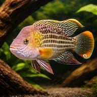 Green Terror Cichlid (Andinoacara rivulatus) 4-5 cm in a structured aquarium — representative image - view 1