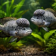 Stylised two-fish Haitian Cichlid scene; image does not indicate sale quantity or a compatible pair - view 2