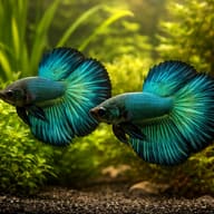 Half-moon Male Betta pair in a planted aquarium — representative image - view 2