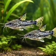 Pair of Hancock's Talking Catfish (Amblydoras hancockii) among plants and leaf litter — representative image - view 2