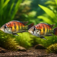 Haplochromis cribensis 3 — pair in a planted aquarium — representative image - view 2