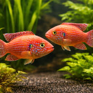 Hemichromis guttatus 3,5 — pair in a planted aquarium — representative image - view 2