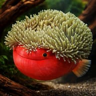 Legacy fantasy image of a fish-anemone hybrid in freshwater driftwood - view 1