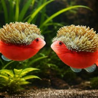 Legacy fantasy image of two fish-anemone hybrids in freshwater plants; not representative of the marine animal supplied - view 2