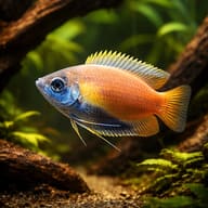 Honey Gourami (Trichogaster chuna) driftwood aquarium visual - view 1