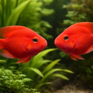 Juvenile Hybrid Parrot Cichlid in a spacious freshwater aquarium - planted aquarium view — representative image - view 2