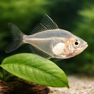 Indian Glassfish (Parambassis ranga) beside aquarium plants for scale — representative image - view 4