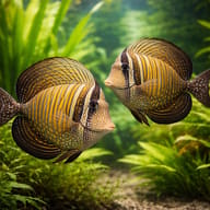 Indian Sail-fin Surgeonfish M (Zebrasoma desjardini) — pair in a planted aquarium — representative image - view 2