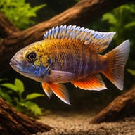 Jacobfreibergi Peacock Cichlid Blue (Aulonocara jacobfreibergi) male-style blue peacock cichlid hero view - view 1